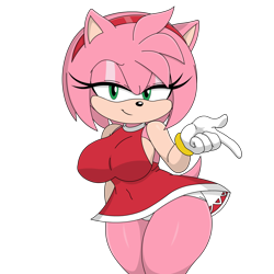 Size: 1920x1917 | Tagged: suggestive, artist:thesonicx, amy rose, busty amy, panties, simple background, transparent background