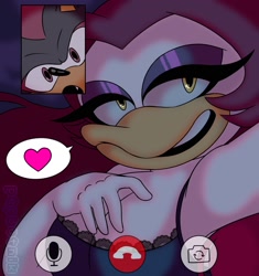 Size: 1600x1700 | Tagged: suggestive, artist:pepbotnik, shadow the hedgehog, pepita robotnik, smile, videocall