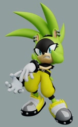 Size: 573x935 | Tagged: safe, artist:lixesprototype, surge the tenrec, 3d, clenched teeth, frown