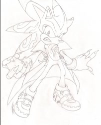 Size: 805x992 | Tagged: safe, artist:thatblue-bolt, scourge the hedgehog, hedgehog, fingerless gloves, jacket, male, shoes