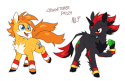 Size: 1841x1192 | Tagged: safe, artist:shadails, miles "tails" prower, shadow the hedgehog, 2024, chaos emerald, crossover, duo, earth pony, frown, gay, my little pony, ponified, pony, shadails, shipping, simple background, smile, species swap, transparent background, unicorn