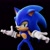 Size: 2048x2048 | Tagged: safe, artist:cyb3d128, sonic the hedgehog, 2025, 3d, black background, looking at viewer, shrugging, simple background, smile, solo, standing