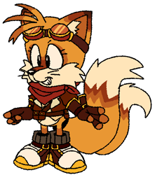 Size: 598x675 | Tagged: safe, artist:fallfest1980, miles "tails" prower, 2025, looking offscreen, redesign, simple background, smile, solo, standing, white background