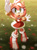 Size: 1300x1750 | Tagged: safe, artist:beeames, amy rose, 2022, dandelion, daytime, field, flower, flower field, grass, grass field, looking up, mouth open, outdoors, reaching up, rose, solo, watermark