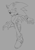 Size: 707x1023 | Tagged: safe, artist:berry_inkjam, sonic the hedgehog, 2025, frown, grey background, line art, looking at viewer, monochrome, mouth open, simple background, solo, standing on one leg