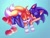 Size: 1600x1200 | Tagged: safe, artist:meatball5879, miles "tails" prower, sonic the hedgehog, 2025, age difference, arms behind head, duo, eyes closed, gay, gradient background, lying down, lying on them, shipping, sleeping, smile, sonic x tails