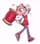 Size: 1862x2048 | Tagged: safe, artist:lymone_es, amy rose, hedgehog, 2025, :o, dress, hammer, holding something, looking at viewer, looking back, looking back at viewer, looking over shoulder, mouth open, piko piko hammer, signature, simple background, solo, sonic boom (tv), standing, walking, white background