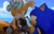Size: 2048x1323 | Tagged: safe, artist:navarritoart, miles "tails" prower, sails, sonic the hedgehog, 2025, abstract background, age difference, blushing, clouds, daytime, duo, gay, hand on chin, lidded eyes, looking at each other, mouth open, outdoors, sails x sonic, shipping, show accurate, signature, smile, sonic x tails