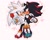 Size: 1378x1102 | Tagged: safe, artist:clouud_cat, shadow the hedgehog, silver the hedgehog, hedgehog, 2025, blushing, candy, cute, duo, food, gay, heart, holding something, lollipop, looking at each other, shadow x silver, shadowbetes, shipping, silvabetes, simple background, sitting, sitting on lap, smile, toffee apple, valentine's day, white background, wink