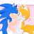 Size: 2048x2048 | Tagged: safe, artist:h3ll_hund, miles "tails" prower, sonic the hedgehog, 2025, abstract background, age difference, blushing, blushing ears, covering another's mouth, duo, gay, kiss on hand, lidded eyes, looking at each other, question mark, shipping, signature, sonic x tails, standing, valentine's day