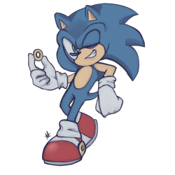 Size: 3000x3000 | Tagged: safe, artist:xdamyrax, sonic the hedgehog, 2020, clenched teeth, holding something, leaning, looking at viewer, one eye closed, ring, signature, simple background, smile, solo, standing, transparent background, wink