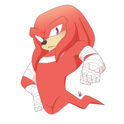 Size: 2500x2500 | Tagged: safe, artist:xdamyrax, knuckles the echidna, 2020, blushing, frown, looking at viewer, signature, simple background, solo, sonic boom (tv), standing, white background