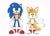 Size: 2048x1488 | Tagged: safe, artist:thatbirdguy_, miles "tails" prower, sonic the hedgehog, 2025, duo, flat colors, front view, looking at viewer, simple background, smile, smiling at viewer, standing, white background
