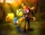 Size: 2128x1640 | Tagged: safe, artist:solarstarry, mighty the armadillo, ray the flying squirrel, sonic mania adventures, 2025, abstract background, bush, clouds, crepuscular rays, cute, daytime, duo, eyes closed, grass, hugging, hugging from behind, looking at them, male, mouth open, outdoors, rayabetes, redraw, signature, smile, standing, sunray, tree