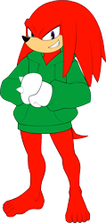 Size: 1040x2186 | Tagged: safe, artist:darkshiner8, knuckles the echidna, 2022, barefoot, flat colors, hoodie, solo