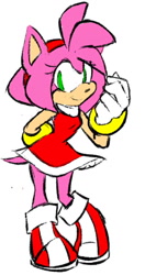 Size: 542x1024 | Tagged: safe, artist:charmcaster707, amy rose, 2019, clenched fist, eye clipping through hair, eyelashes, flat colors, hand behind back, looking at viewer, simple background, smile, solo, standing, white background