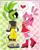 Size: 1799x2231 | Tagged: safe, artist:celestial-bat, amy rose, surge the tenrec, 2025, abstract background, checkered background, cute, duo, exclamation mark, grin, heart, lesbian, looking at each other, outline, shipping, smile, smiling at each other, sparkles, speech bubble, standing, star (symbol), surgamy, white outline