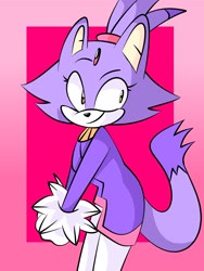 Size: 1536x2048 | Tagged: safe, artist:artyyline, blaze the cat, 2018, abstract background, blazebetes, cute, eyelashes, looking offscreen, smile, solo, standing