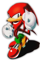 Size: 1000x1500 | Tagged: safe, artist:thesculpturema1, knuckles the echidna, 2025, classic knuckles, classic style, clenched fists, frown, looking at viewer, shadow (lighting), simple background, solo, standing, white background