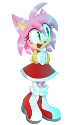 Size: 1300x2000 | Tagged: safe, artist:demonrexadouro, amy rose, 2016, amybetes, cute, hands together, looking offscreen, mouth open, simple background, smile, solo, standing, white background