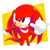 Size: 1500x1500 | Tagged: safe, artist:florynrosee, knuckles the echidna, echidna, 2024, abstract background, clenched fist, clenched teeth, grin, looking offscreen, looking up, male, smile, solo, standing