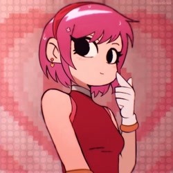 Size: 2048x2048 | Tagged: safe, artist:iheartlinkk, amy rose, human, abstract background, humanized, scott pilgrim (series), solo