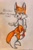 Size: 1017x1536 | Tagged: safe, artist:featheredmasked, miles "tails" prower, 2022, dialogue, english text, lab coat, lidded eyes, looking at viewer, male, mouth open, one fang, smile, smug, solo, talking, there's something about amy, traditional media