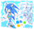 Size: 2600x2200 | Tagged: safe, artist:k3llywolfarts, sonic the hedgehog, oc, oc:kelly the hedgehog, hedgehog, 2024, abstract background, blue shoes, crop top, duality, ear piercing, earring, eye clipping through hair, female, gender swap, jacket, necklace, ring, shorts, solo, standing