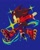 Size: 1258x1570 | Tagged: safe, artist:tanukiracoon427, shadow the hedgehog, hedgehog, 2025, blue background, jacket, looking offscreen, male, rollerskates, signature, simple background, skating, solo, sparkles