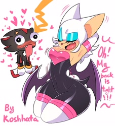 Size: 1861x2048 | Tagged: suggestive, artist:koshata1, rouge the bat, shadow the hedgehog, duo, shadouge, shipping, straight