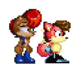 Size: 3351x3023 | Tagged: safe, artist:professorventurer, fiona fox, sally acorn, pixel art, resprite, sonic for hire