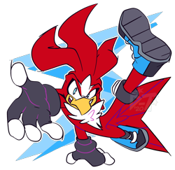 Size: 2000x1940 | Tagged: safe, artist:fizzy-dizz, oc, oc:arc the kite, bird, 2020, clenched teeth, flat colors, looking at viewer, oc only, outline, reaching towards the viewer, red kite, semi-transparent background, smile, solo