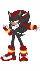 Size: 750x1334 | Tagged: safe, artist:casin0park, shadow the hedgehog, 2021, clenched teeth, lidded eyes, looking at viewer, signature, simple background, solo, sonic boom (tv), standing, white background