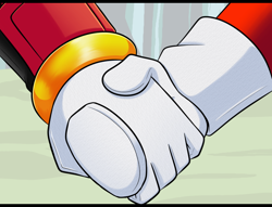 Size: 900x689 | Tagged: safe, artist:fire-for-battle, knuckles the echidna, shadow the hedgehog, 2022, abstract background, close-up, duo, gay, holding hands, knuxadow, shipping