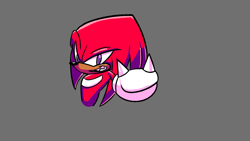 Size: 1600x900 | Tagged: safe, artist:localblackkidbm, knuckles the echidna, 2021, bust, clenched fist, clenched teeth, fist, grey background, looking at viewer, simple background, smile, solo