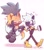 Size: 1798x2048 | Tagged: safe, artist:theopossumdude, tangle the lemur, whisper the wolf, lemur, wolf, 2025, blushing, clenched fist, clenched teeth, cute, duo, eyebrow clipping through hair, eyes closed, female, heart, holding hands, lesbian, looking at them, one fang, shadow (lighting), shipping, simple background, sitting, smile, tail hold, tail lift, tangle x whisper, walking, whispabetes, white background, wink