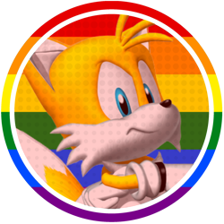 Size: 2048x2048 | Tagged: safe, miles "tails" prower, 2024, anonymous artist, icon, mobius.social exclusive, pride, simple background, solo, transparent background