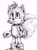 Size: 1502x2048 | Tagged: safe, artist:curly_quills, miles "tails" prower, fox, sonic the hedgehog 3 (film), 2025, backpack, clenched teeth, looking offscreen, looking up, male, monochrome, simple background, solo, standing, traditional media, white background