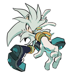 Size: 806x839 | Tagged: safe, artist:odysseyre, silver the hedgehog, 2025, looking at viewer, simple background, solo, white background