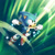 Size: 850x850 | Tagged: safe, artist:2dforever, sonic the hedgehog, hedgehog, sonic cd, 2011, abstract background, classic sonic, classic sonic (universe), clenched fists, lineless, looking ahead, looking offscreen, male, mouth open, smile, solo, sparkles, time travel