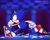Size: 1280x1024 | Tagged: safe, artist:moccacino-chan, sonic the hedgehog, hedgehog, hydrocity zone, 2017, abstract background, classic sonic, classic sonic (universe), clenched fists, looking ahead, looking offscreen, male, running, running on water, signature, smile, solo, sonic the hedgehog 3, water