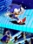 Size: 1552x2048 | Tagged: safe, artist:segasteven, sonic the hedgehog, 2020, abstract background, badnik, classic sonic, duo, gigalopolis zone, looking at each other, metal-o-turtle, mouth open, nighttime, outdoors, outline, robot, sonic chaos, spike, star (sky), sweatdrop, white outline
