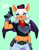 Size: 1693x2176 | Tagged: safe, artist:officetea, rebel rouge, rouge the bat, bat, sonic prime, gun, looking at viewer, simple background, smile, solo, turquoise background