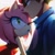 Size: 512x512 | Tagged: safe, ai art, amy rose, hedgehog, human, backlighting, blushing, duo, female, human male, kiss, kiss on head, male, romantic, shipping, straight