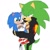 Size: 640x640 | Tagged: safe, artist:solar socks, scourge the hedgehog, sonic the hedgehog, hedgehog, blue eyes, blue fur, fingerless gloves, gloves, green eyes, green fur, jacket, male, shoes, socks