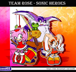 Size: 917x871 | Tagged: safe, artist:zeed_02, amy rose, big the cat, cream the rabbit, team rose