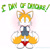 Size: 2014x1965 | Tagged: safe, artist:fredsters-world, miles "tails" prower, 2025, aged down, alternate universe, au:all for you, backpack, clothes, cute, english text, eyes closed, flat colors, gradient background, overalls, smile, solo, sparkles, tailabetes, younger