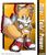 Size: 827x968 | Tagged: safe, artist:zeed_02, miles "tails" prower, fox, abstract background, arms folded, character name, looking offscreen, male, outline, raised eyebrow, smile, solo, text, white outline