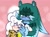 Size: 1489x1100 | Tagged: safe, artist:punkspeedster, lanolin the sheep, surge the tenrec, blushing, duo, female, lesbian, surgolin, were form