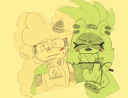 Size: 1979x1519 | Tagged: safe, artist:rndomthing2, lanolin the sheep, surge the tenrec, lesbian, surgolin